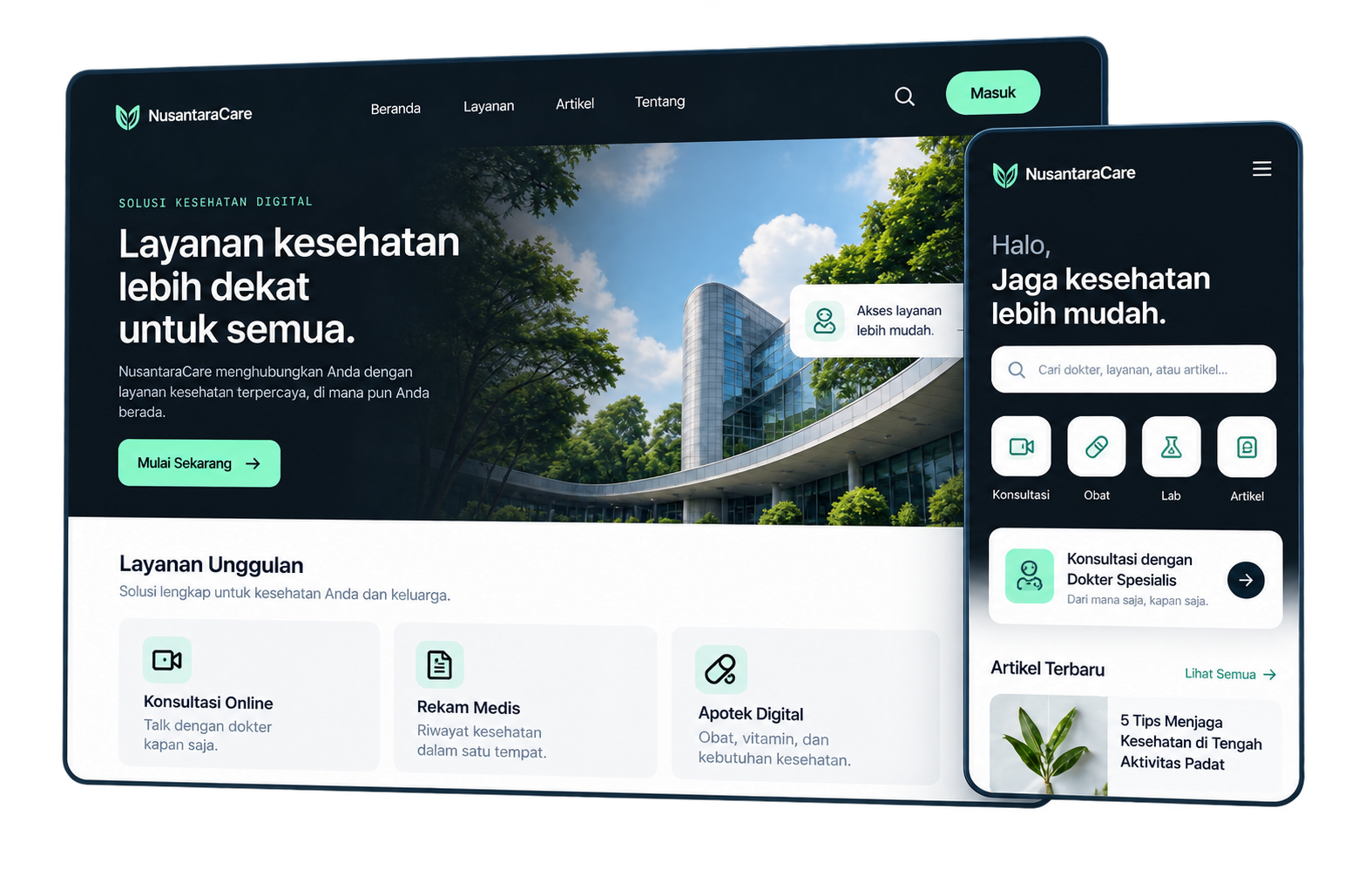Studi konsep antarmuka platform layanan kesehatan dalam versi web dan mobile